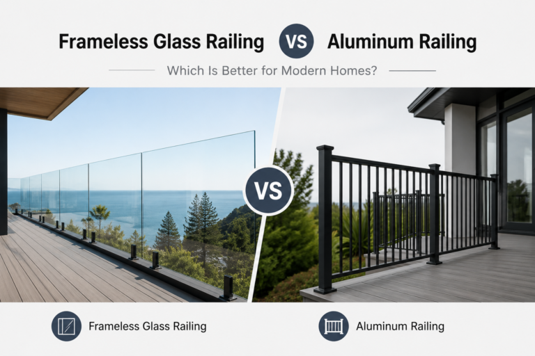 frameless glass railing vs aluminum railing