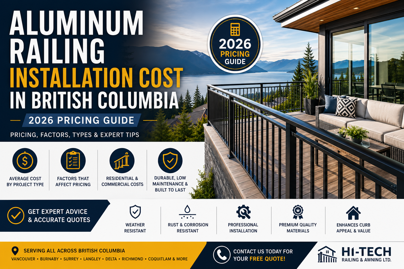 aluminum railing installation cost British Columbia