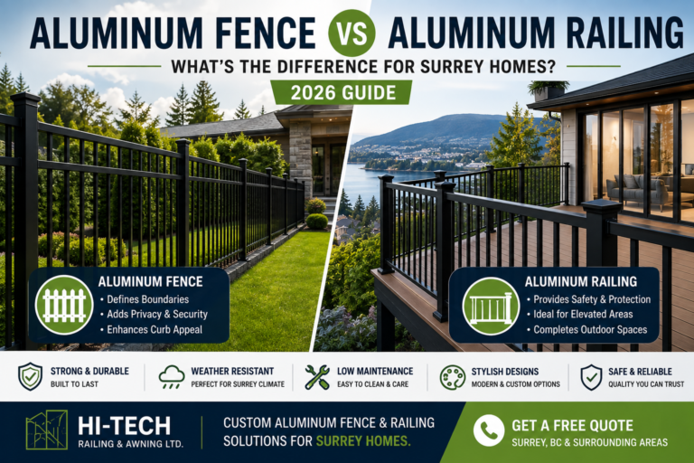 Aluminum Fence vs Aluminum Railing: What’s the Difference for Surrey Homes? (2026 Guide)
